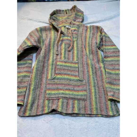 ARTESANIAS Acrylic BAJA SURF PONCHO HOODIE HOODED SWEATSHIRT JACKET Medium - Picture 1 of 16